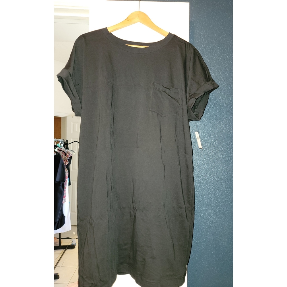 Gap T-shirt Dress New, Black, size Large (L)
